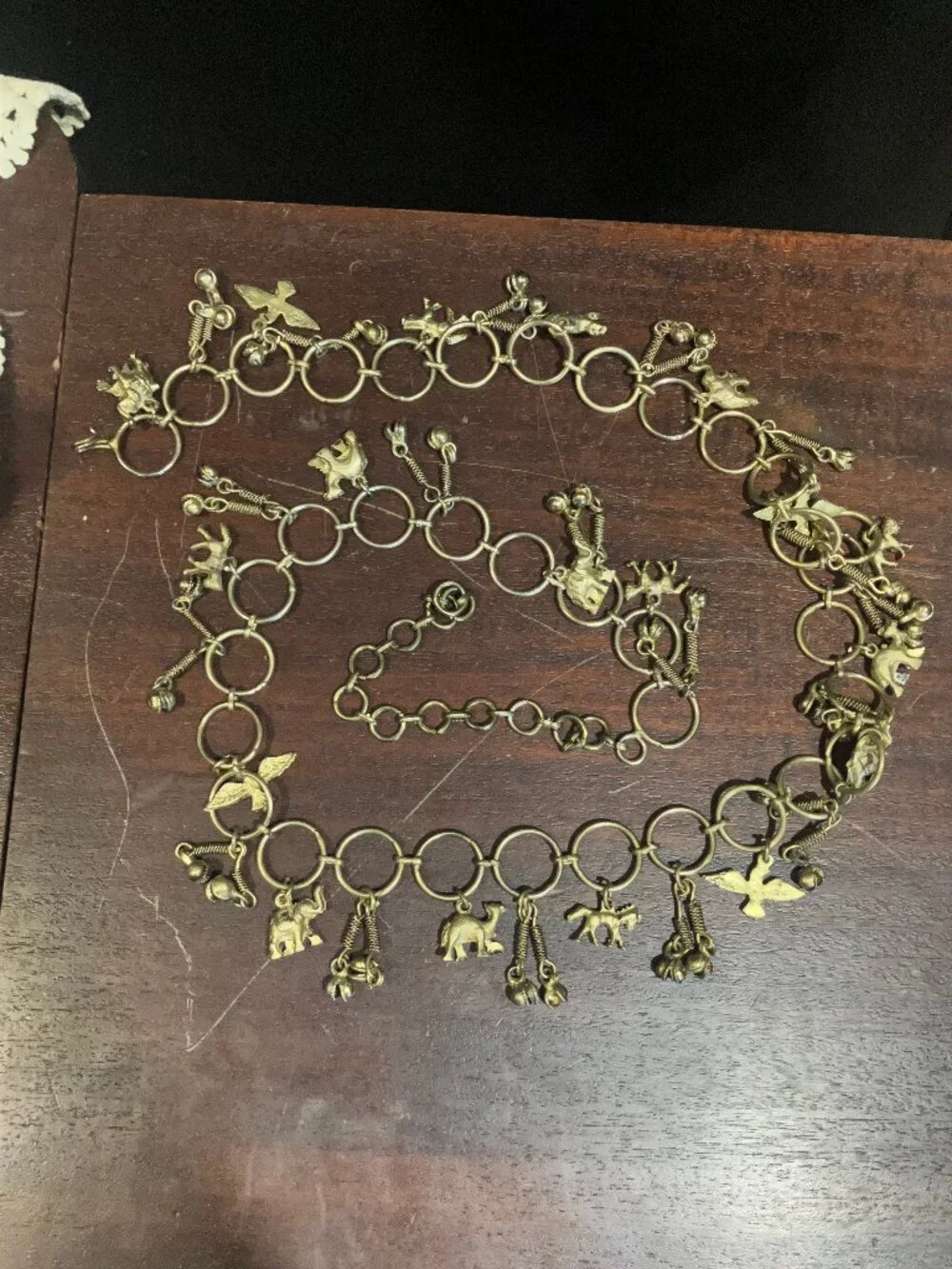Vintage Metal Chain Belt with Animal Charms & Bells